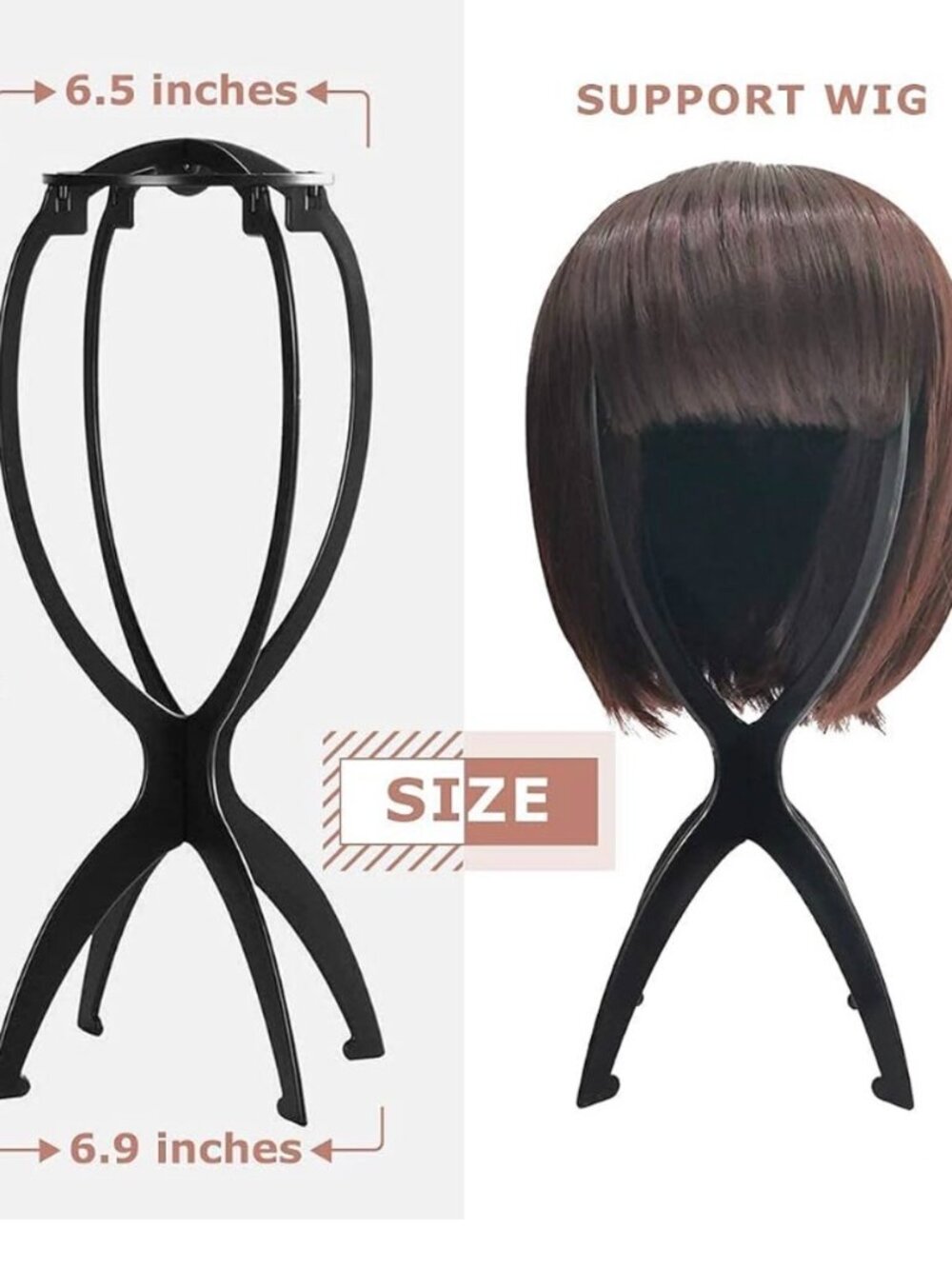3‑Pack Black Wig Stands – Lightweight, Easy Assembly, Travel‑Friendly